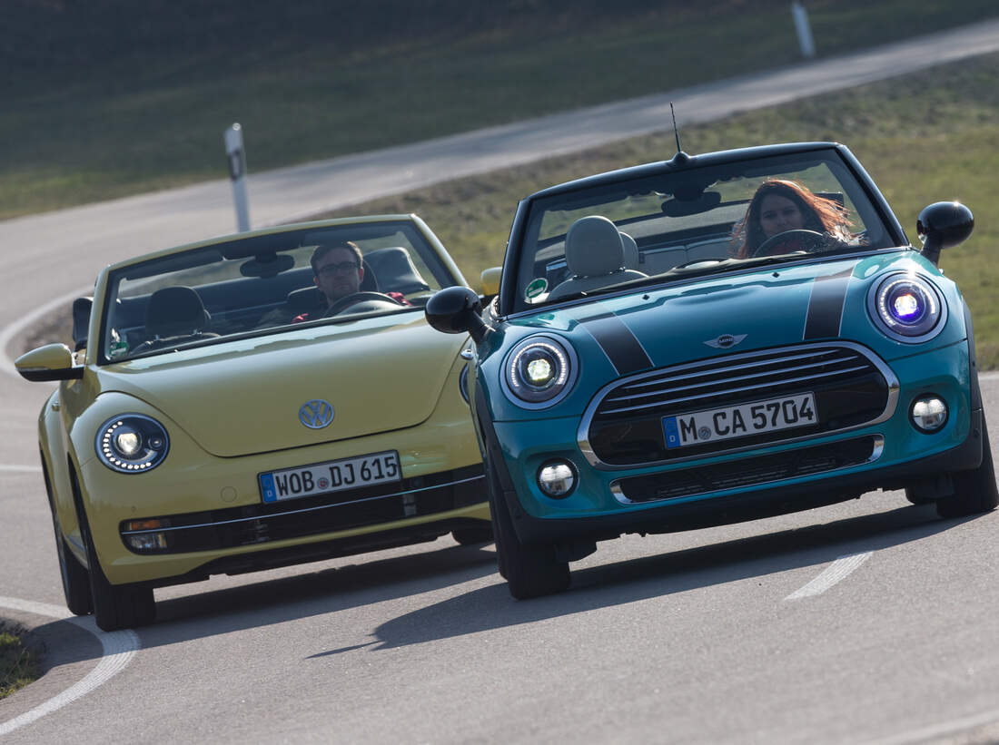 Mini Cooper Cabrio und VW Beetle Cabrio im Vergleich - auto motor und sport