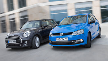 Mini One D, VW Polo 1.4 TDI Blue Motion, Frontansicht