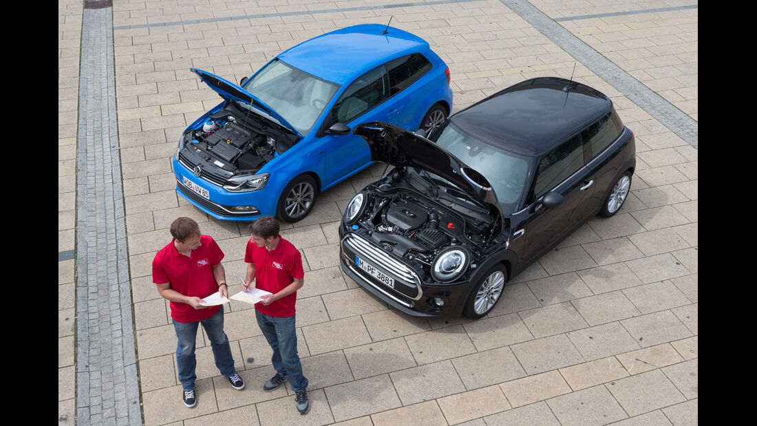 Mini One D, VW Polo 1.4 TDI Blue Motion, Motorhauben