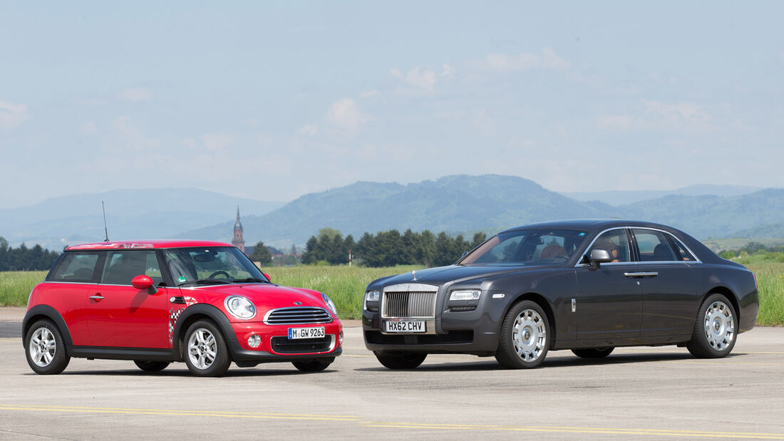 Mini One, Rolls-Royce Ghost, Seitenansicht