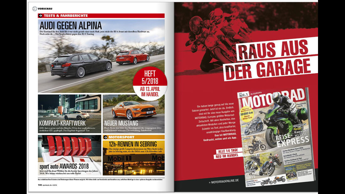 Neues Heft, sport auto, Ausgabe 4/2018, Vorschau, Preview