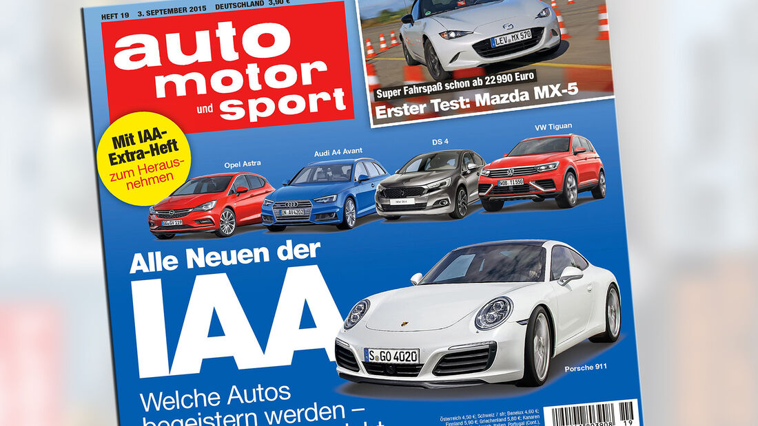 Neues auto motor und sport, Heft 19, Vorschau, Preview, IAA 2015