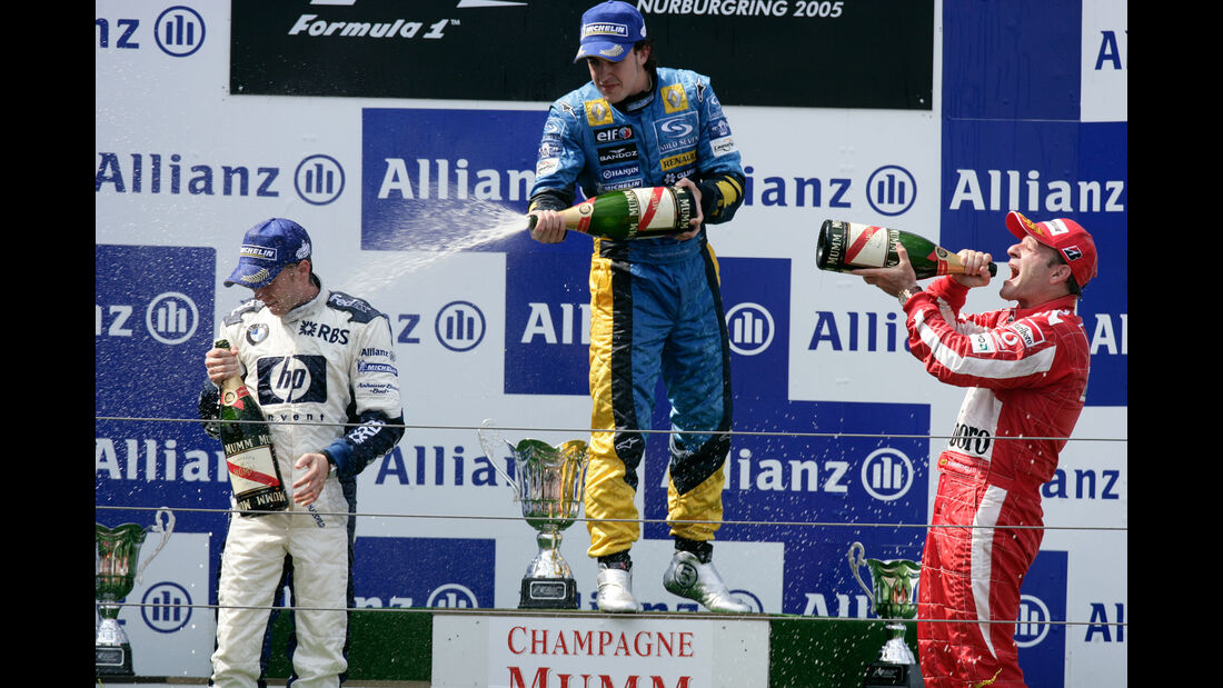 Nick Heidfeld - BMW - Fernando Alonso - Renault - Rubens Barrichello - Ferrari - GP Deutschland 2005 - Nürburgring