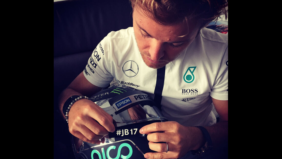 Nico Rosberg - Jules Bianchi-Aufkleber - GP Ungarn 2015