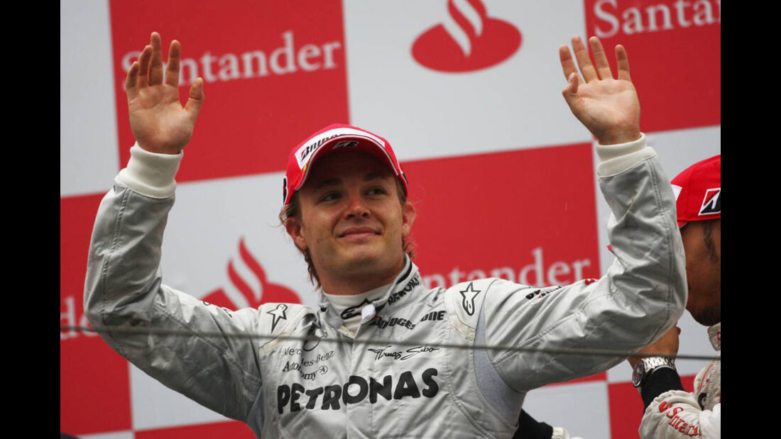 Nico Rosberg für Mercedes auf dem Podium