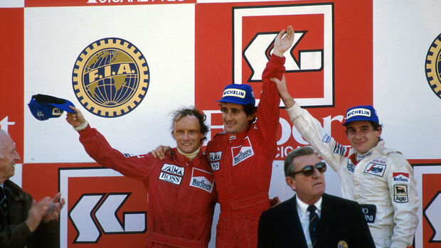 Niki Lauda - Alain Prost - McLaren - Ayrton Senna - Jean-Marie Balestre - GP Portugal 1984