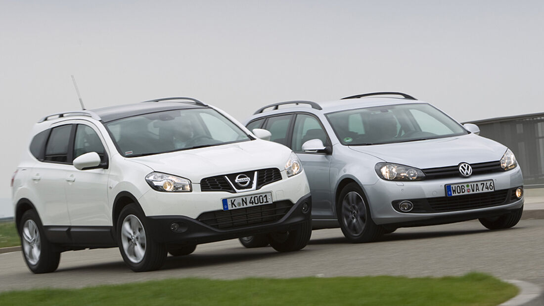 Nissan Qashqai+2und VW Golf Variant