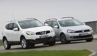 Nissan Qashqai+2und VW Golf Variant