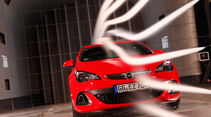 Opel Astra OPC, Frontansicht, Windkanal