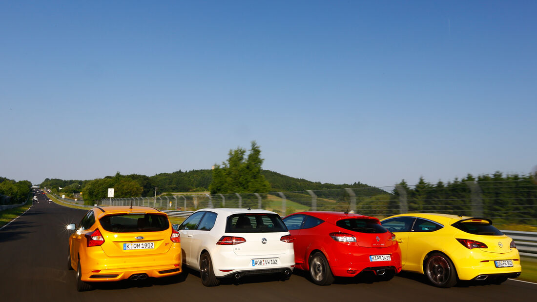 Opel Astra OPC, Renault Mégane R.S., Ford Focus ST, VW Golf GTI Performance