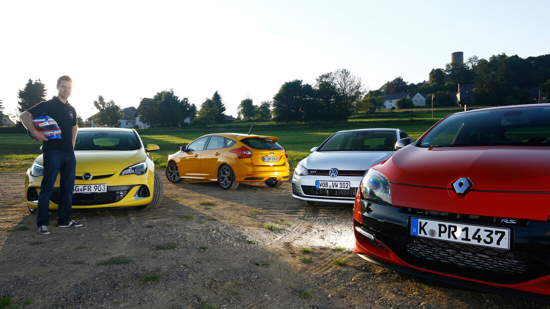 Opel Astra OPC, Renault Mégane R.S., Ford Focus ST, VW Golf GTI Performance