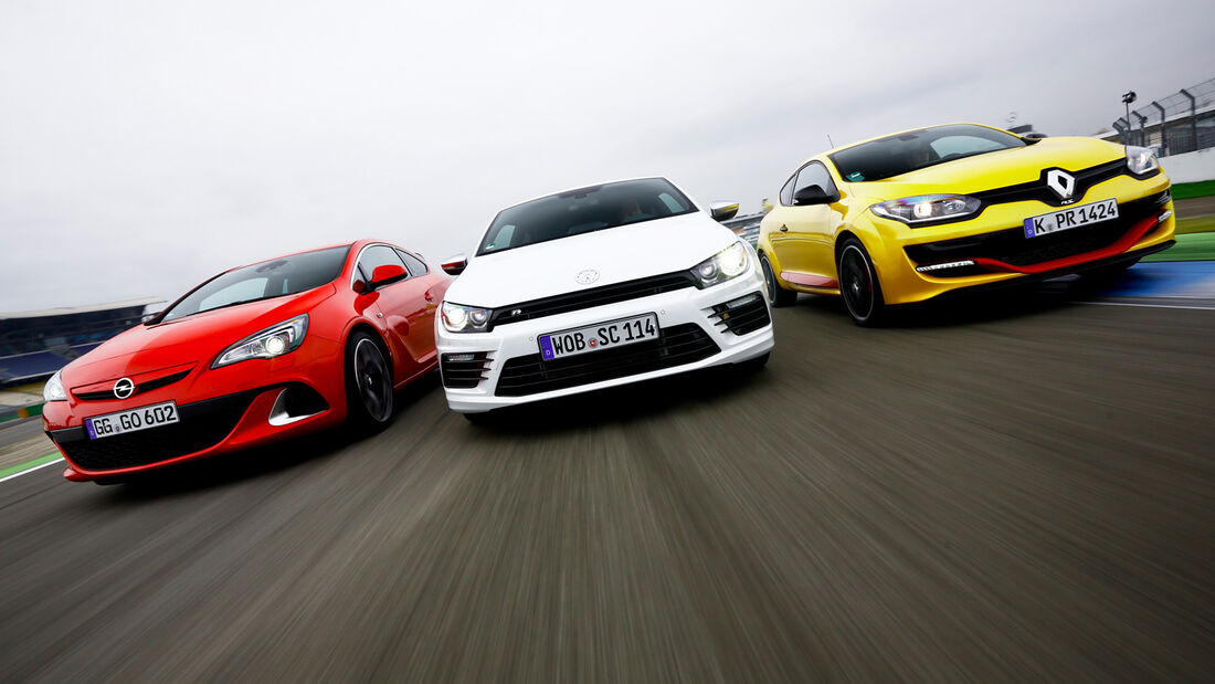 Opel Astra OPC, VW Scirocco R, Renault Mégane R.S., Frontansicht