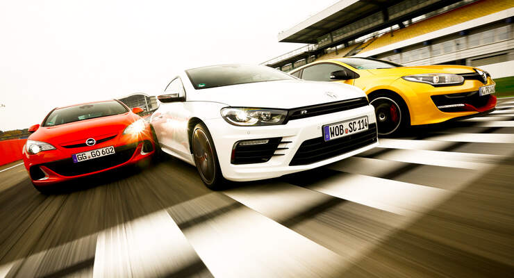 Opel Astra OPC, VW Scirocco R, Renault Mégane R.S., Frontansicht