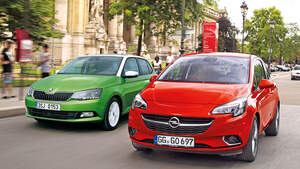 Opel Corsa, Skoda Fabia, Frontansicht