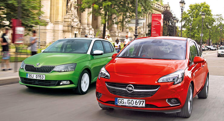 Opel Corsa, Skoda Fabia, Frontansicht