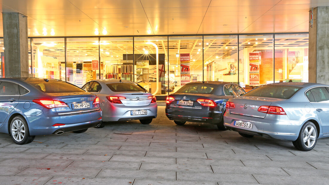 Opel Insignia, Skoda Superb, VW Passat, Hyundai i40, Frontansicht