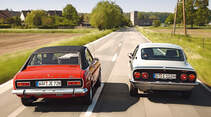 Opel Manta A, Ford Capri Serie 1, Heckansicht