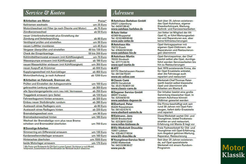 Opel Manta B Motor Klassik Service-Station