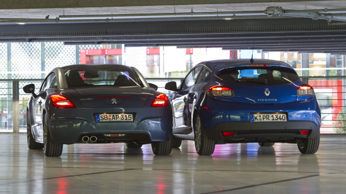 Peugeot RCZ und Renault Mégane Coupé Rückansicht