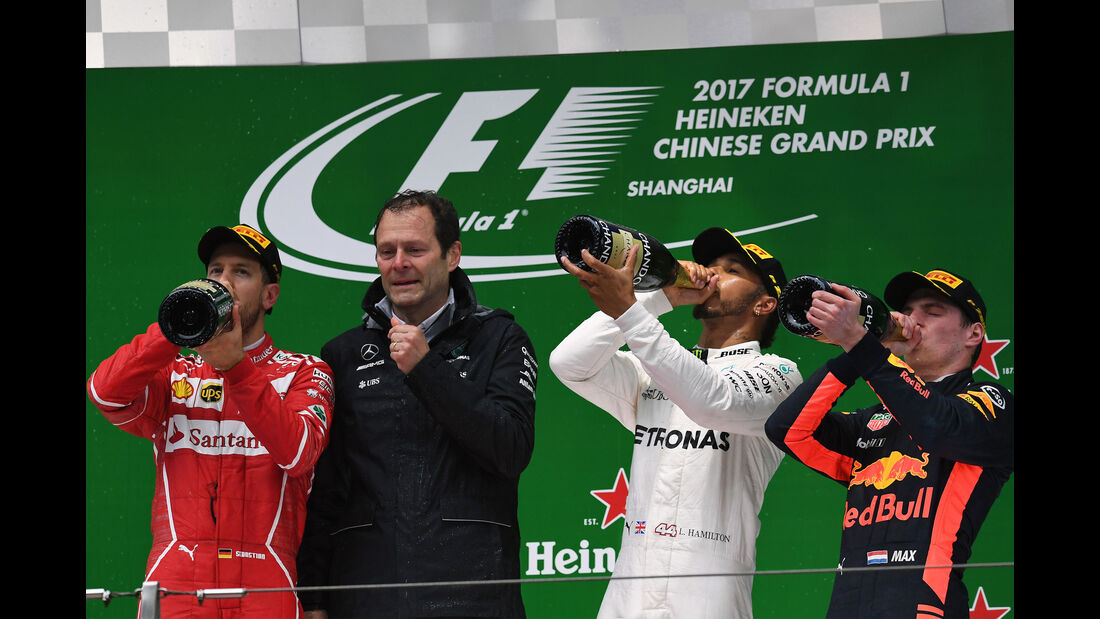 Podest - Hamilton - Vettel - Verstappen - GP China 2017 - Shanghai - Rennen 