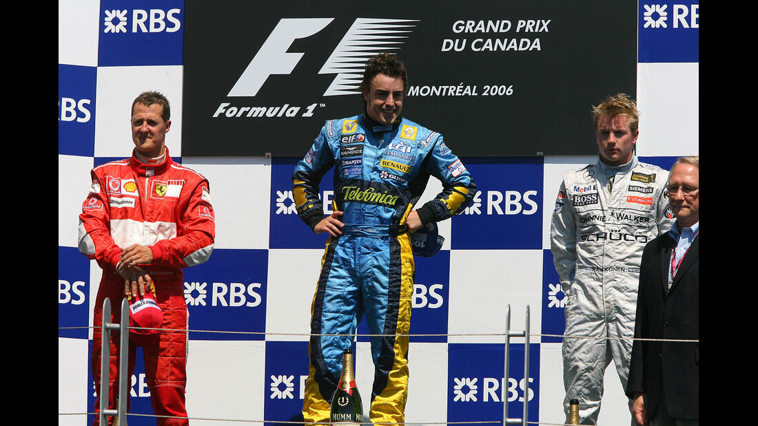 Podium GP Kanada 2006 Schumacher, Räikkönen Alonso