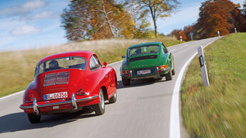 Porsche 356 C, Porsche 911 T 2.4, Heckansicht