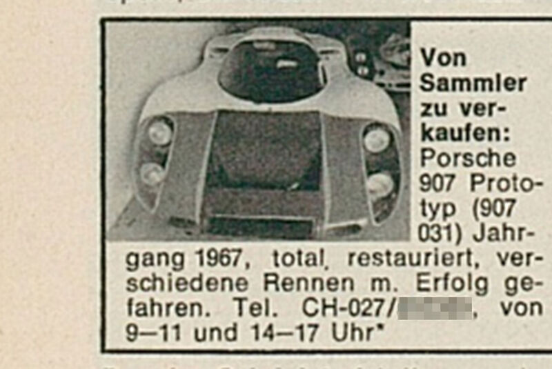 Porsche 907-031 Inserat ams 17/1983