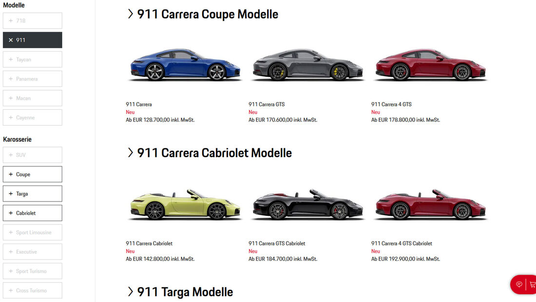 Porsche 911 992.2 Facelift Targa 4 GTS Konfigurator (2024)