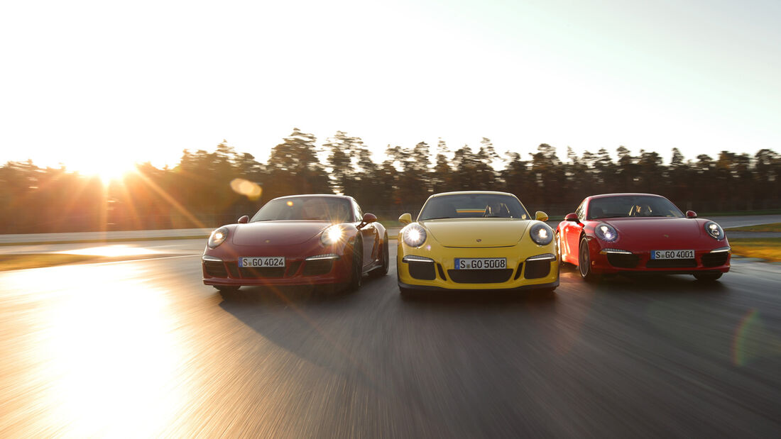 Porsche 911 Carrera S, 911 Carerra GTS, 911 GT3, Frontansicht