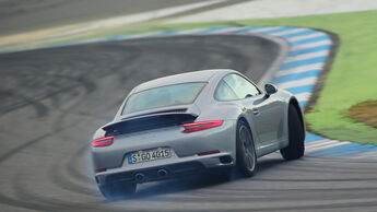 Porsche 911 Carrera S, Heckansicht, Driften