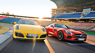 Porsche 911 Carrera S, Mercedes-AMG GT, Frontansicht