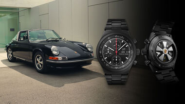 Porsche 911 S 2.4 Targa 50 Jahre F.A. Porsche Design (1972-2022) Montage mit Chronograph