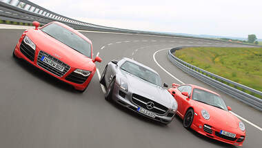 Porsche 911 Turbo, Mercedes SLS, Audi R8