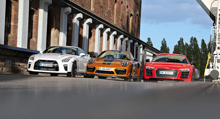 Porsche 911 Turbo S Exclusive 991 Audi R8 V10 Plus Nissan GT-R Test