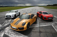 Porsche 911 Turbo S Exclusive 991 Audi R8 V10 Plus Nissan GT-R Test