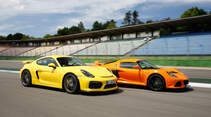 Porsche Cayman GT4, Lotus Exige S, Seitenansicht