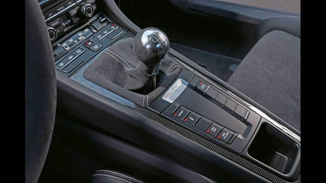 Porsche Cayman GT4, Mittelkonsole, Schalthebel