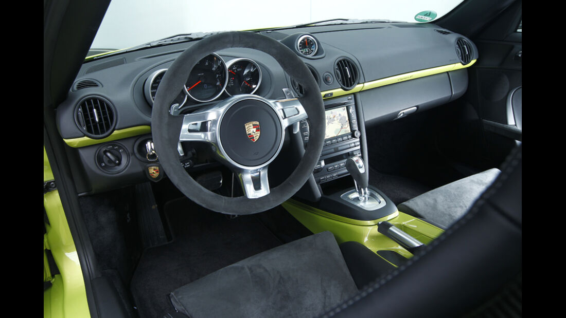 Porsche Cayman R, Innenraum, Detail, Lenkrad