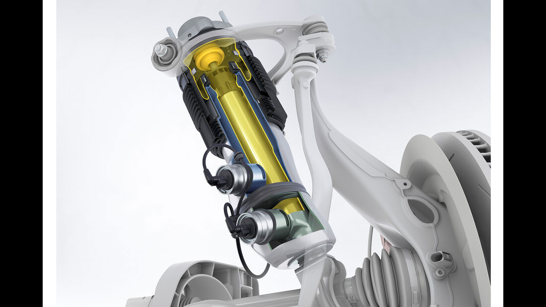 Porsche Panamera Turbo: Dreikammer-Luftfederbein der adaptiven Luftfederung