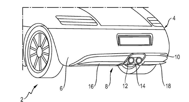 Porsche Patentzeichnungen aktiver Diffusor