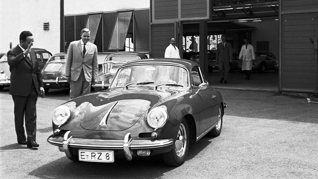 Porsche-Werksabholung 356 B Coupé Harald Wagner Alfried Krupp 1957