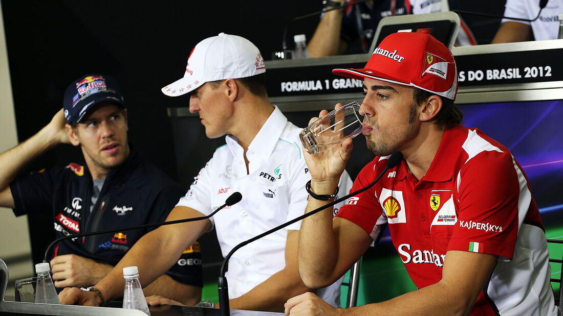 Pressekonferenz GP Brasilien 2012 Alonso, Schumacher, Vettel