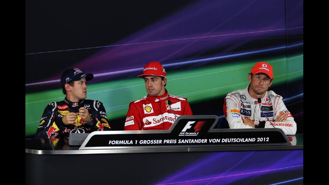 Pressekonferenz Sebastian Vettel Jenson Button Fernando Alonso - Formel 1 - GP Deutschland - 22. Juli 2012