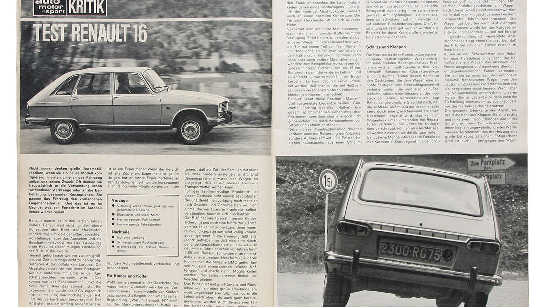 Renault 16, Alter Artikel