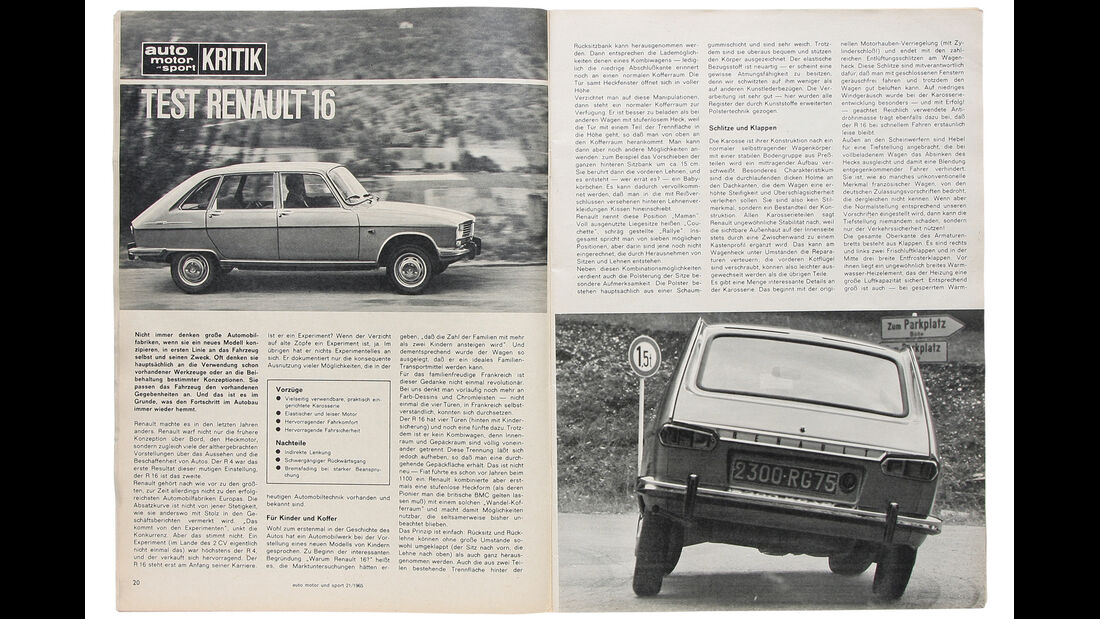 Renault 16, Alter Artikel