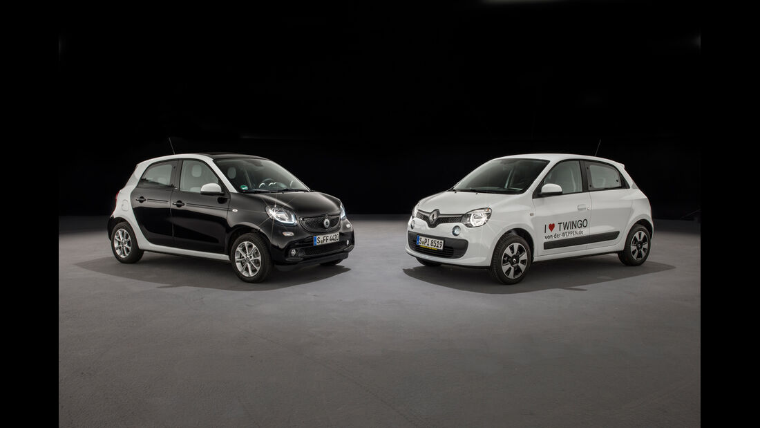Renault Twingo SCe 70 Energy, Smart Forfour 1.0, Frontansicht