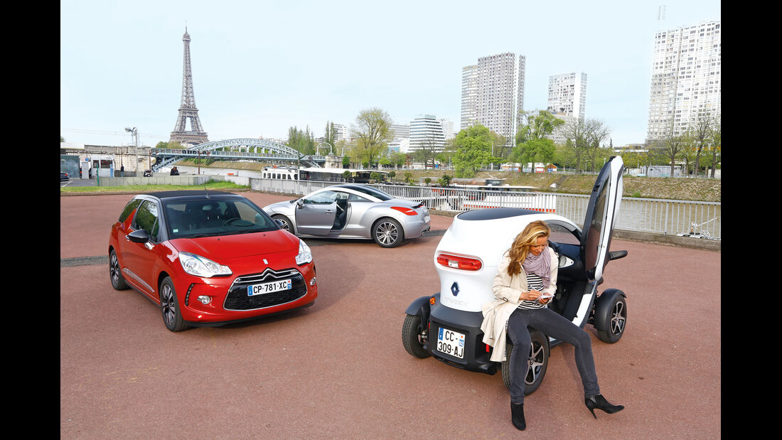 Renault Twizy, Peugeot RCZ, Citroen DS3, Eiffelturm