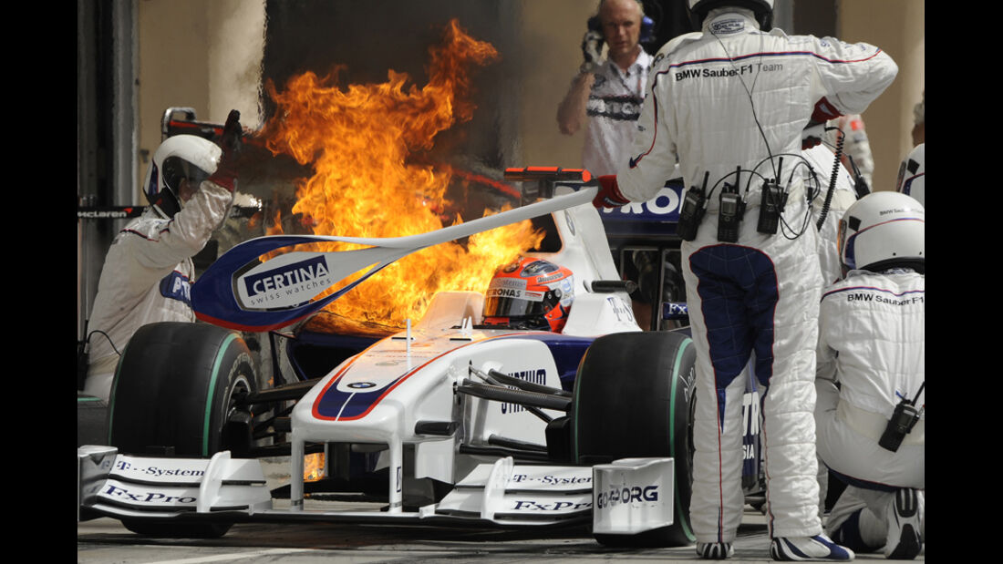 Robert Kubica - Feuer am BMW