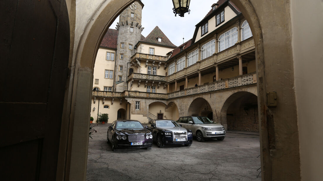 Rolls-Royce Ghost, Bentley Flying Spur, Range Rover 5.0 V8 SC, Heckansicht