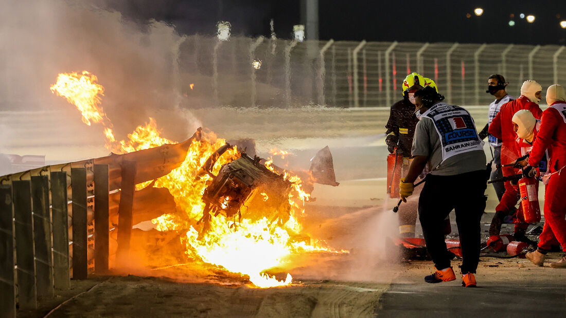 Romain Grosjean - Haas - Feuer - GP Bahrain 2020